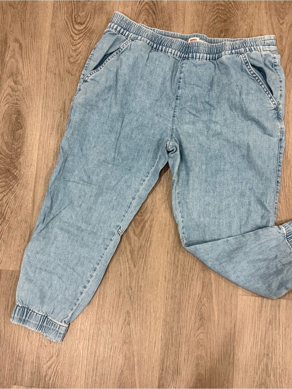 Levi's Light Blue Elastic Waist Denim Joggers